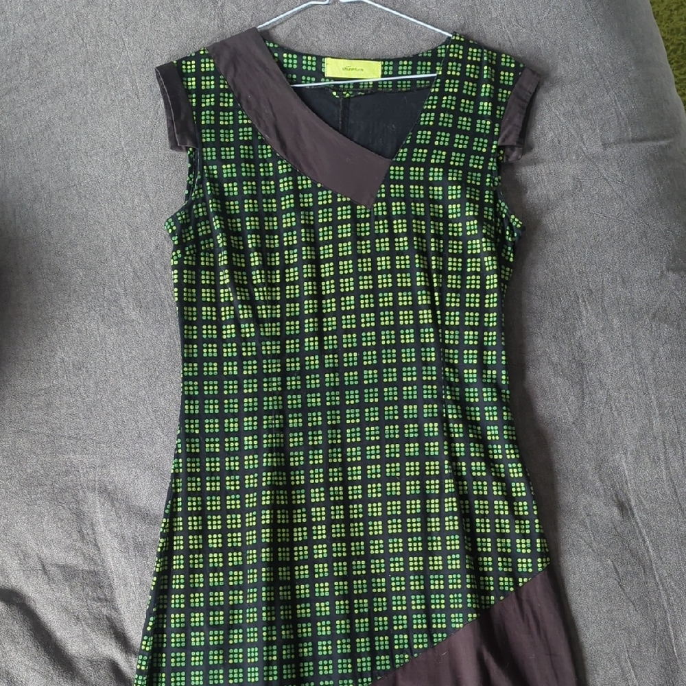 Skunkfunk Asymmetrical Green and Black Dress